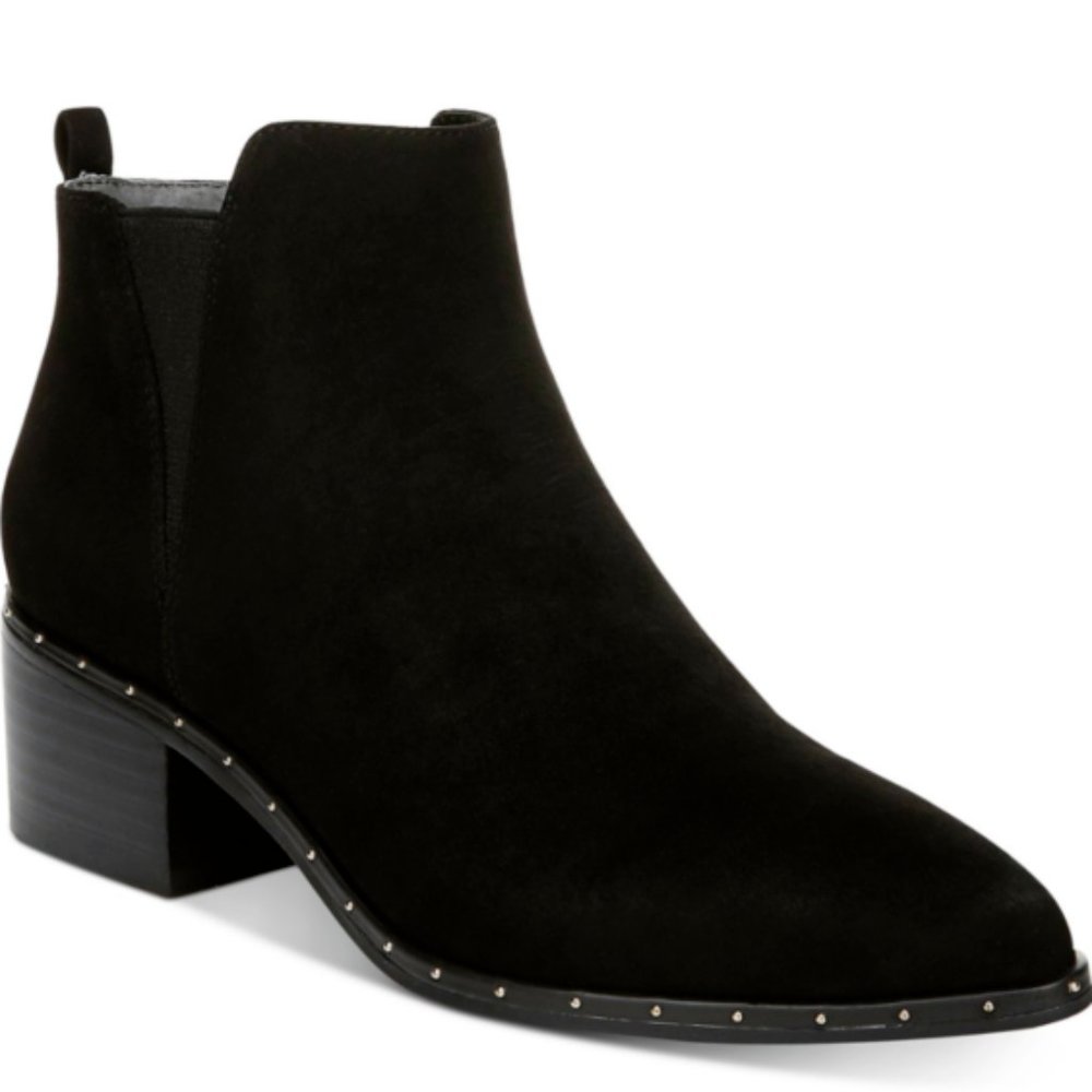 Black Classic Chelsea Boots Pointy Toe Low Heel Ankle Boots . BRAND NEW